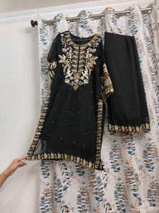 Embellished Black Kurta Set