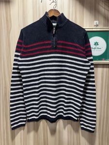 Zara Man Quarter Zip Striped Knitwear Sweater