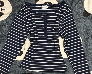 white & navy striped henley !!