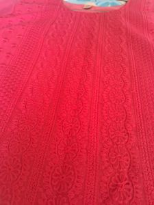 Red embroidery Chikankari Kurta