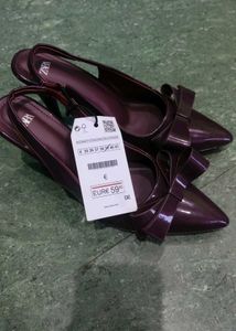 Zara Burgundy Bow Slingbacks