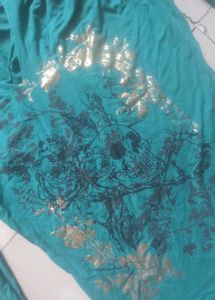 Teal Skull Print Hoodie