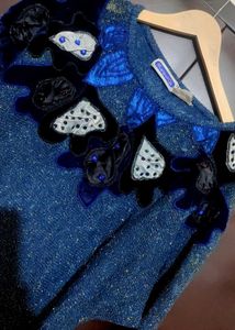 Blue Embellished Winter Top For 36 Bust