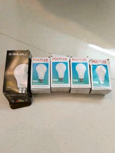 5 Bajaj & Polycab LED white Bulbs