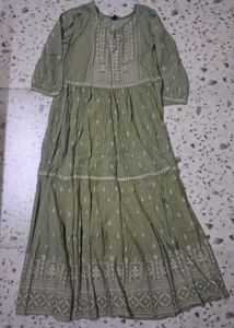 Elegant Green Floral Maxi Dress