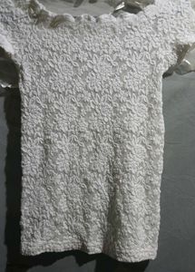 White Lace Puff Sleeve Top
