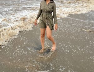 Chic Olive Green Shirt Dress