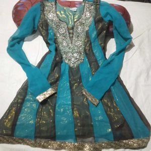 Beautiful Girls Teal &amp; Black Kurti