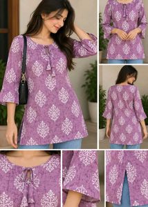 Stylish Purple Printed Tunic Kurta