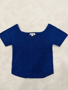 Blue V-Neck crop Top
