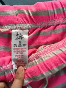 Pink &amp; Grey Striped Biker Shorts