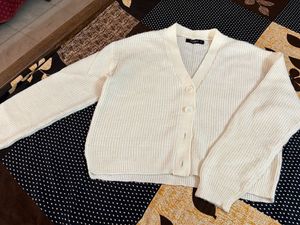 Cream Knit Button-Up Cardigan