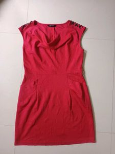 Red Embellished Cap Sleeve Dress