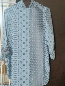 Elegant Printed Blouse with Scarf Neck