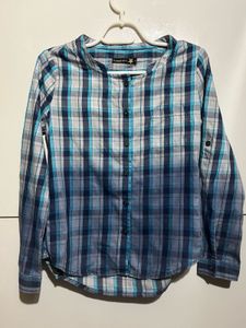 Blue Plaid Button-Up Shirt