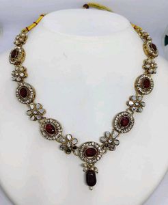 Emerald &amp; Gold-Tone Necklace Earrings Set