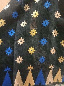 Black Saree with Gold and Blue Motifs