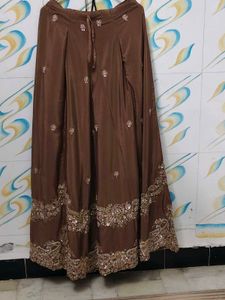 Elegant Brown Embroidered Kurta Set with Sharara