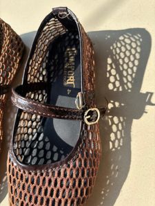 Mesh Ballet Flats with Strap
