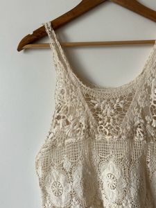 Cream Crochet Tank Top