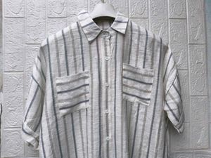 New with tag Korean Striped Button-Up Short Sleeve
