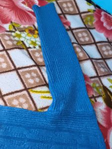 Blue Knitted Hoodie Sweater