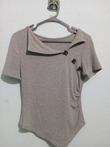 Stylish Grey Asymmetrical Tunic Top