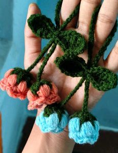 Crocheted river of valley flowers