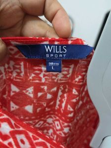 Willis Sport Red &amp; White Printed V-Neck Top