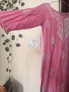 Charming Pink Chikankari short Kurta