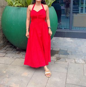 Savana Vibrant Red Halter Maxi Dress