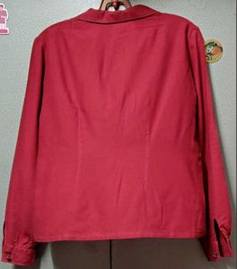 Vintage Maroon Button-Up Blouse