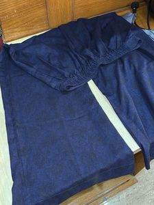 Elegant Grey &amp; Blue Kurta Set