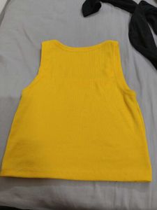 Yellow Square Neck Crop Top