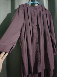 Pleated Mauve Long Sleeve Top
