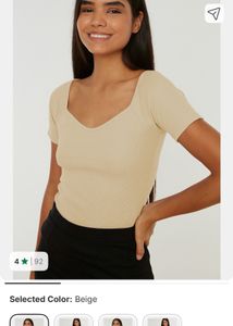 Set of 2 pinteresty Beige and white ribbed T-Shirt