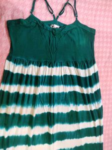 Green &amp; White Striped Maxi Dress Canadian Brand