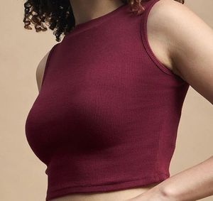Ribbed Sleeveless Mock Neck Top