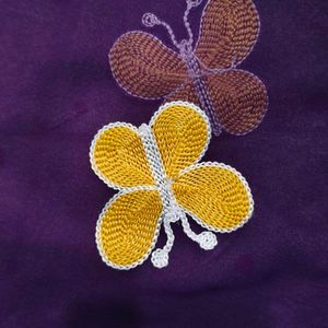 dark Purple Butterfly Saree unstitched blouse