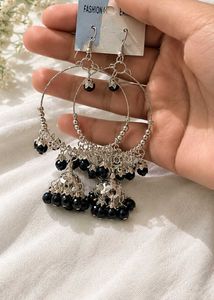 Oxidised Jhumka Earrings Set