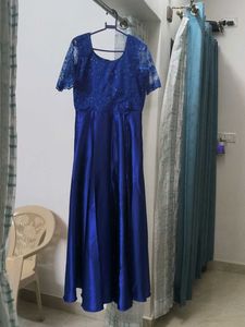 Royal Blue Lace &amp; Satin Gown