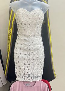 Sparkling White Strapless Mini Dress