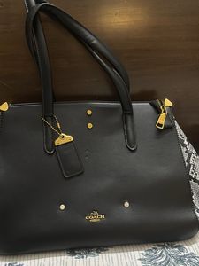 Coach Black Leather Tote Bag