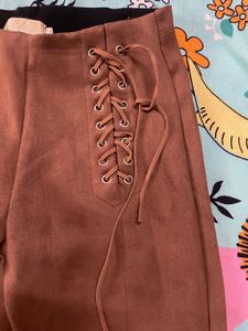 Lace-Up Suede Pants