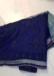 Elegant Navy Blue Saree with Embellishments