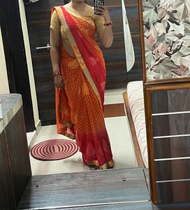 Elegant Red &amp; Orange Saree