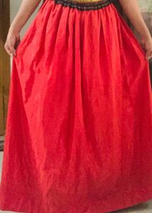 Vibrant Red Ethnic Skirt