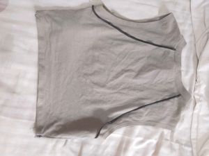 Grey Cropped Sleeveless Top