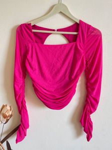 viral Pink mesh Long Sleeve Top