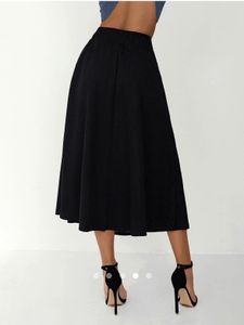 Elegant Black A-Line Midi Skirt
